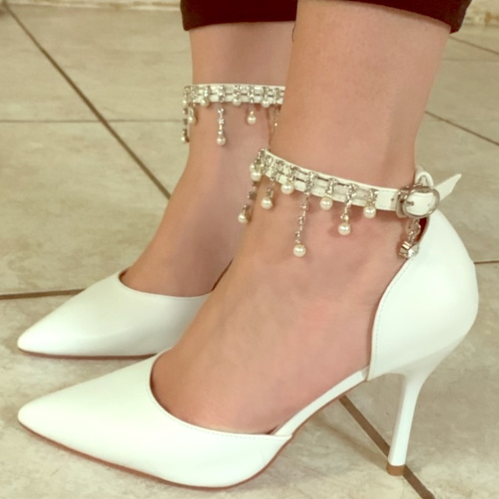 Strappy White Heels (New in Box)